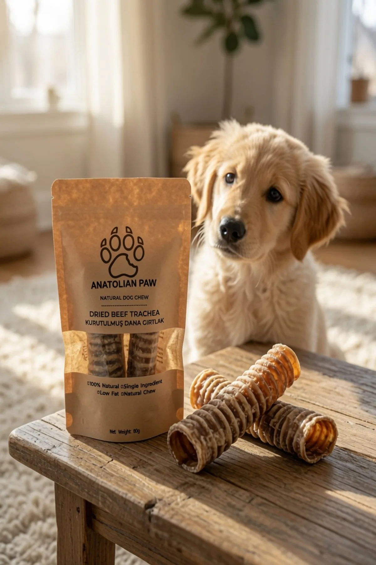 Camel Hide Köpek Ödülü Maması - Beef Trachea Dog Treat 180 g 100% Natural